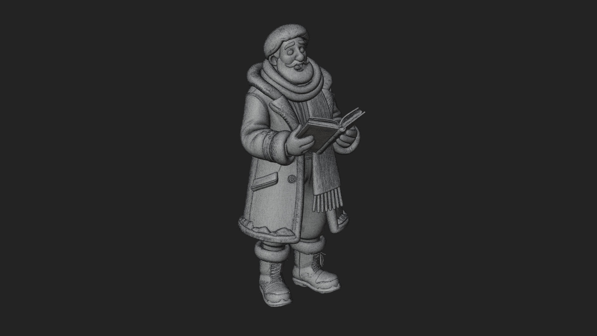 Winter Santa with Book Statue Design 1 3D Print Model 3D Model