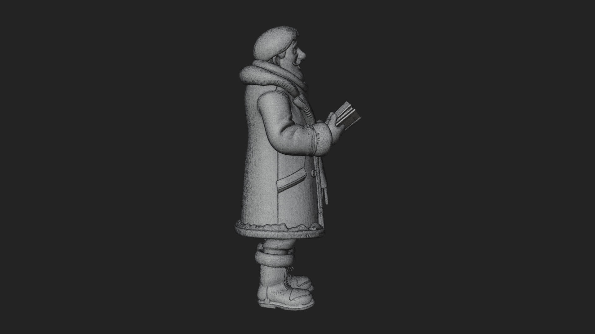 Winter Santa with Book Statue Design 1 3D Print Model 3D Model