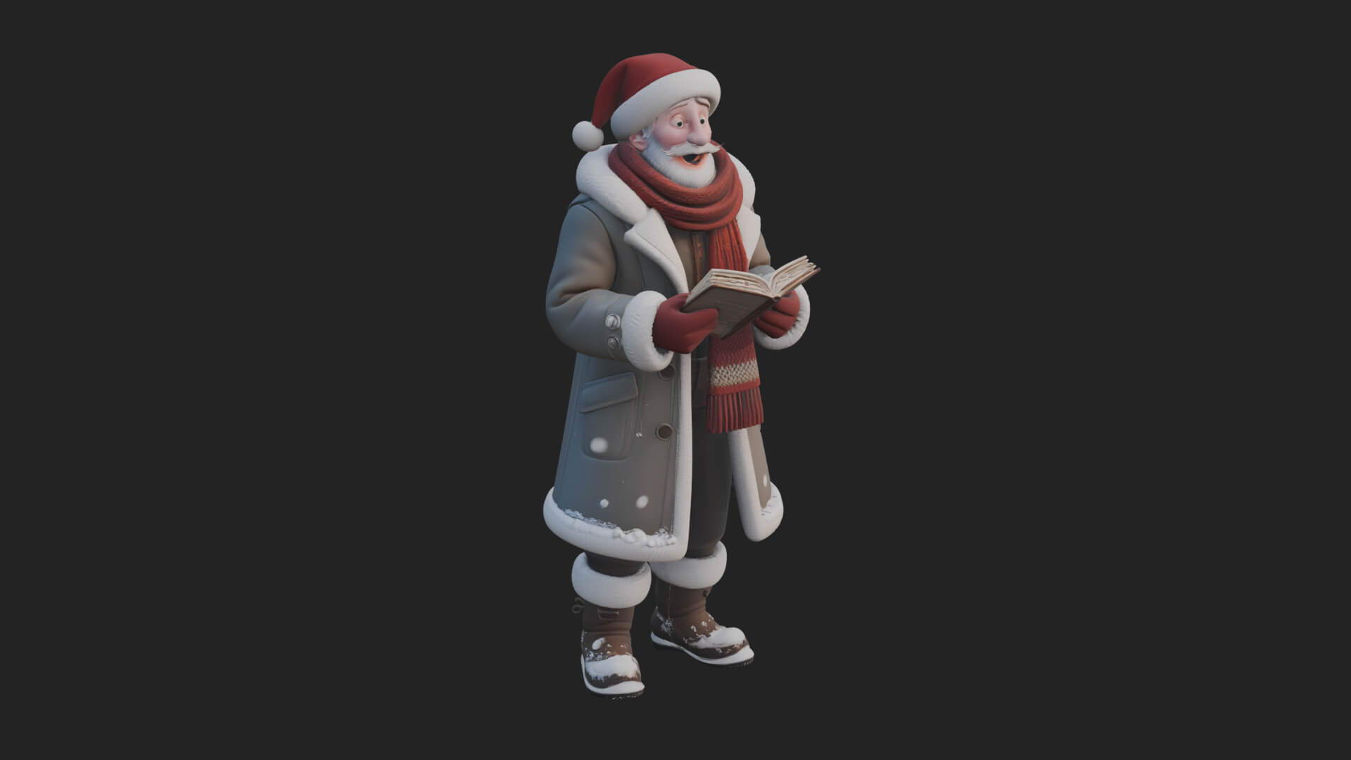 Winter Santa with Book Statue Design 2 3D Print Model 3D Model