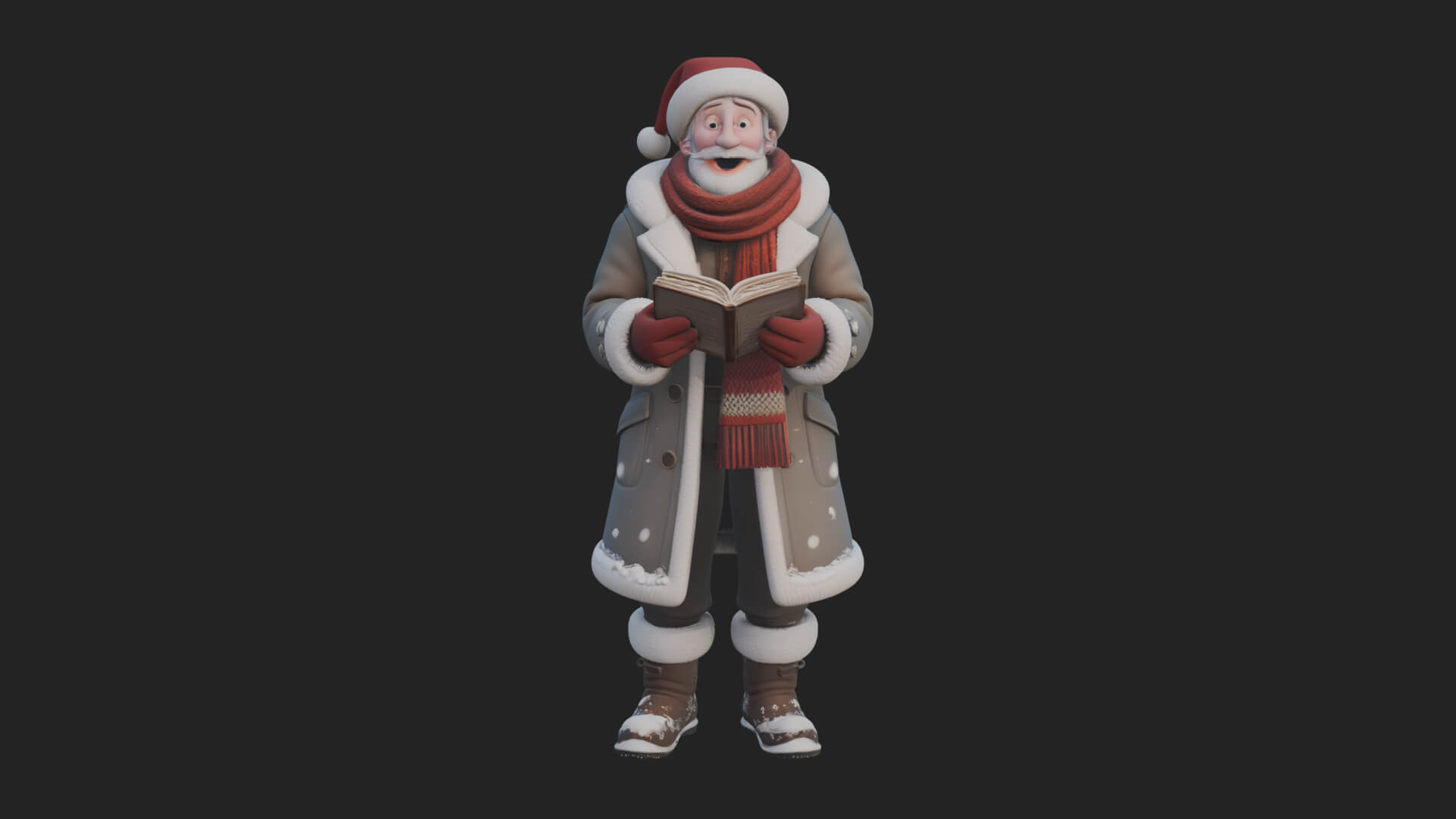 Winter Santa with Book Statue Design 2 3D Print Model 3D Model