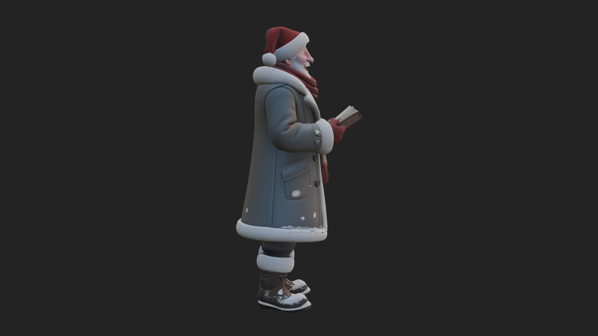 Winter Santa with Book Statue Design 2 3D Print Model 3D Model