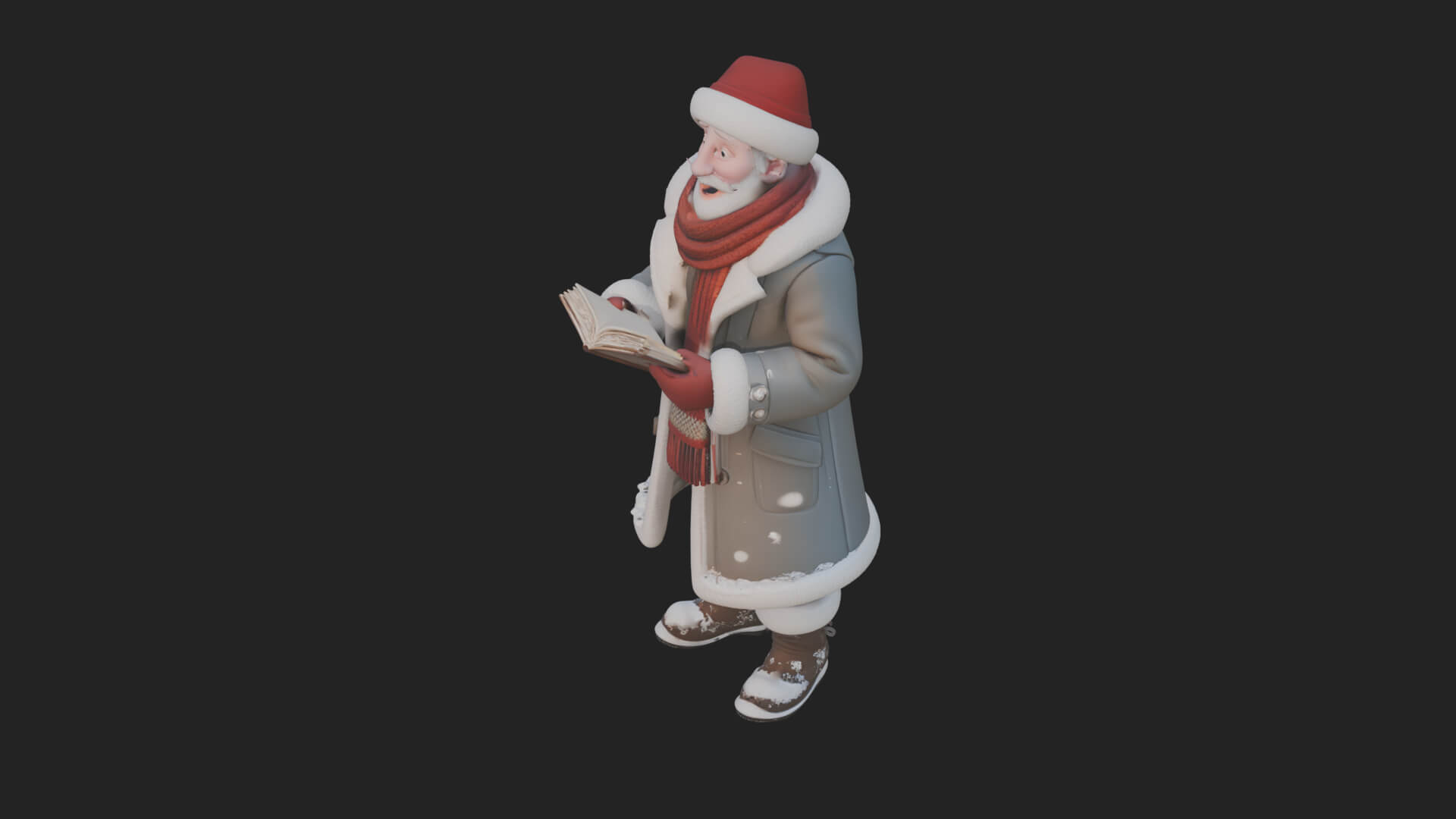 Winter Santa with Book Statue Design 2 3D Print Model 3D Model