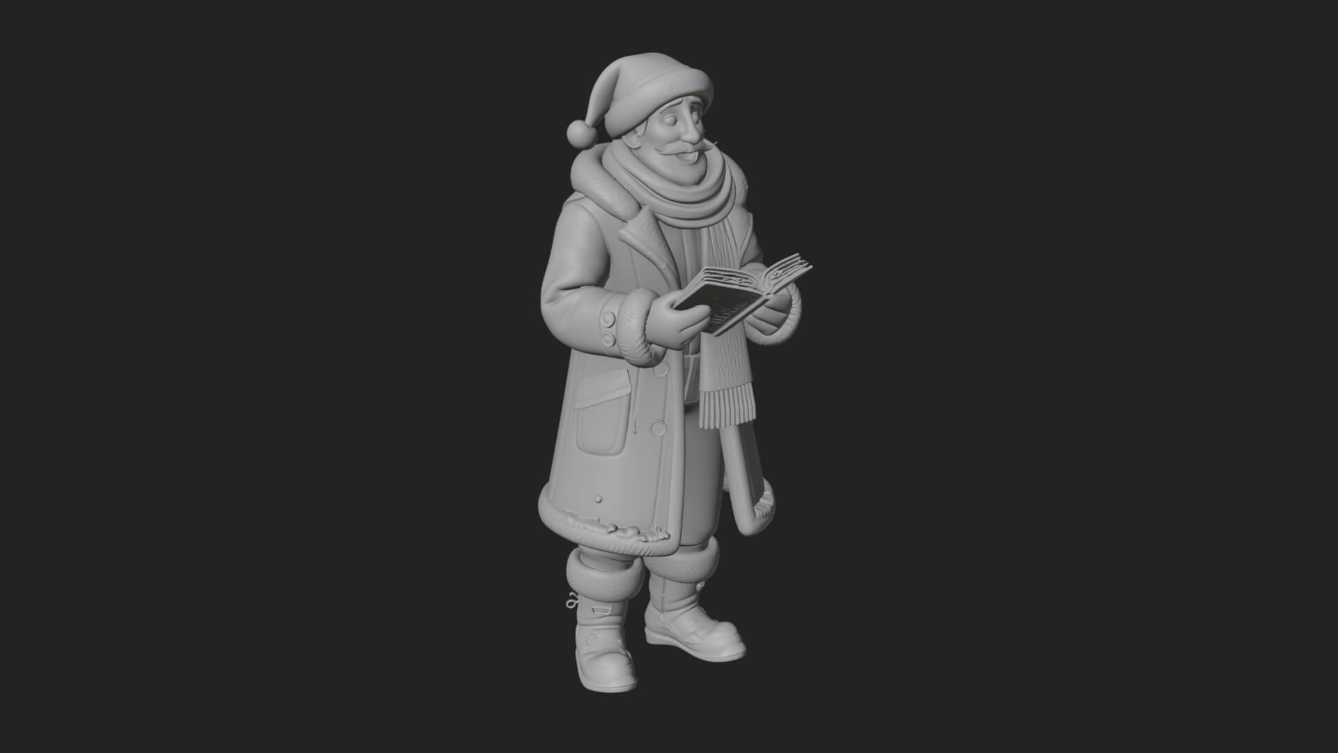 Winter Santa with Book Statue Design 2 3D Print Model 3D Model