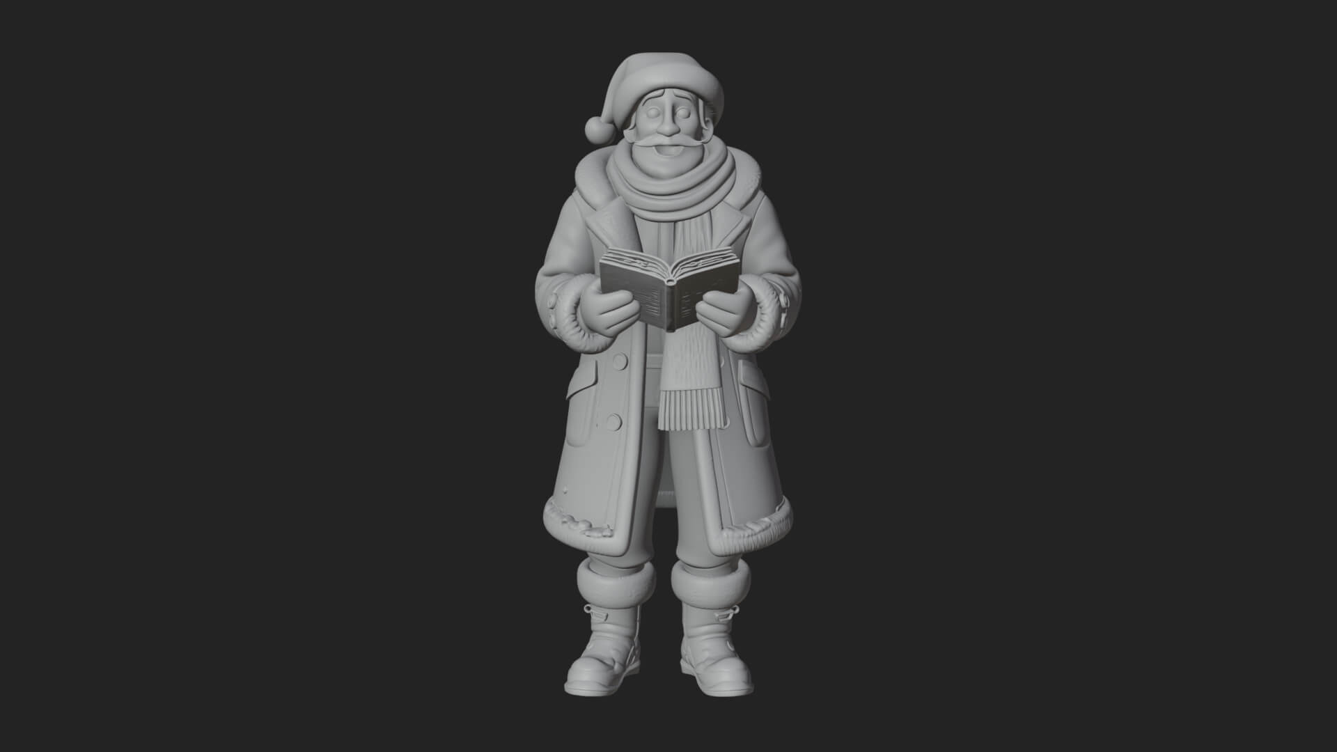Winter Santa with Book Statue Design 2 3D Print Model 3D Model