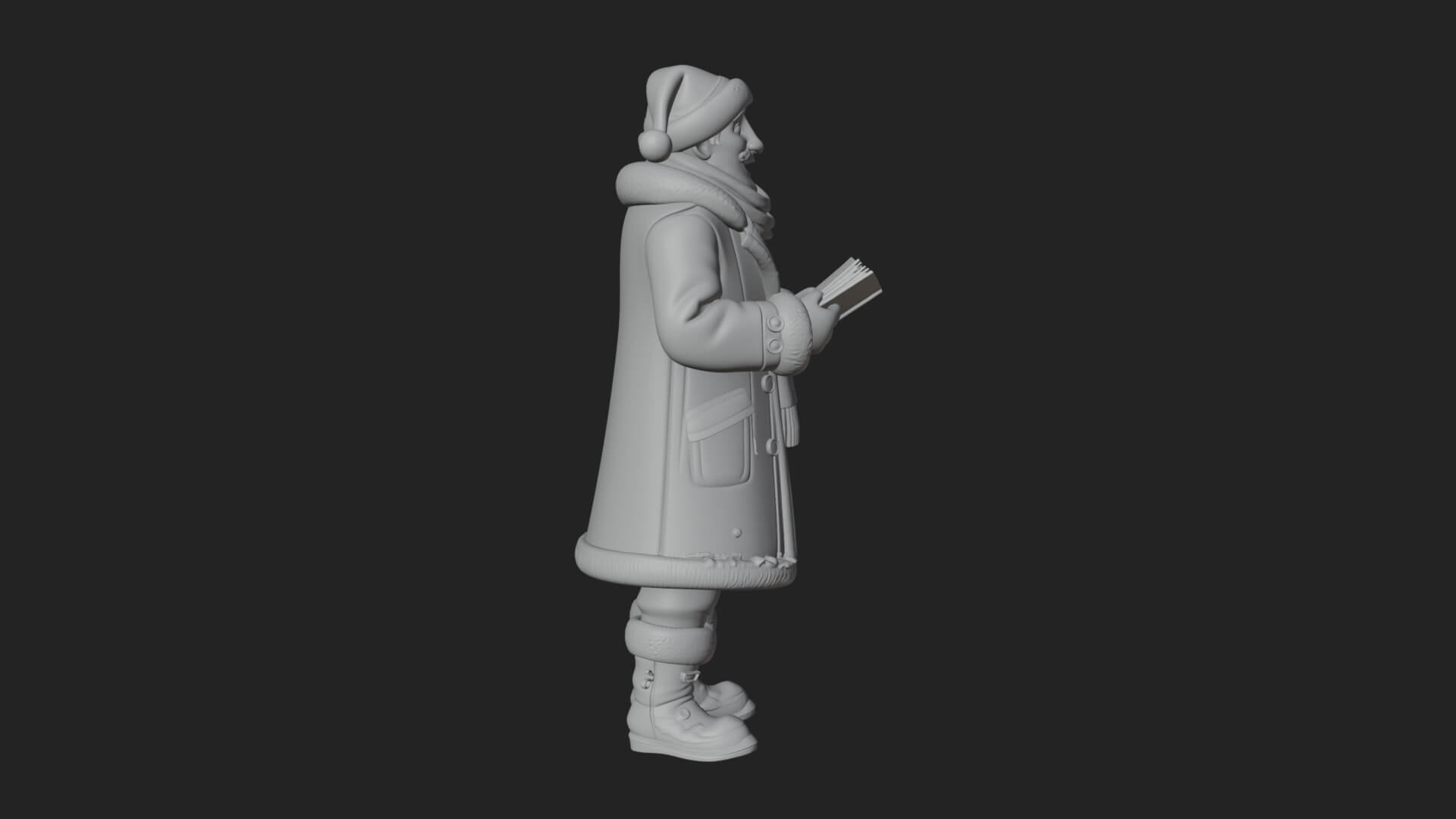 Winter Santa with Book Statue Design 2 3D Print Model 3D Model