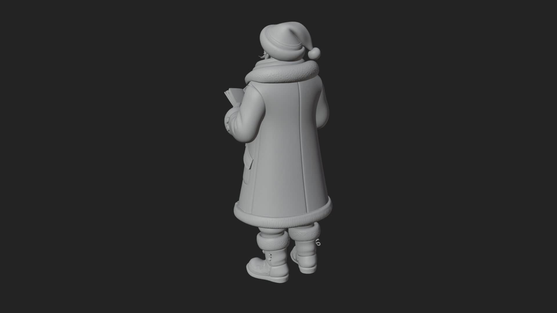 Winter Santa with Book Statue Design 2 3D Print Model 3D Model