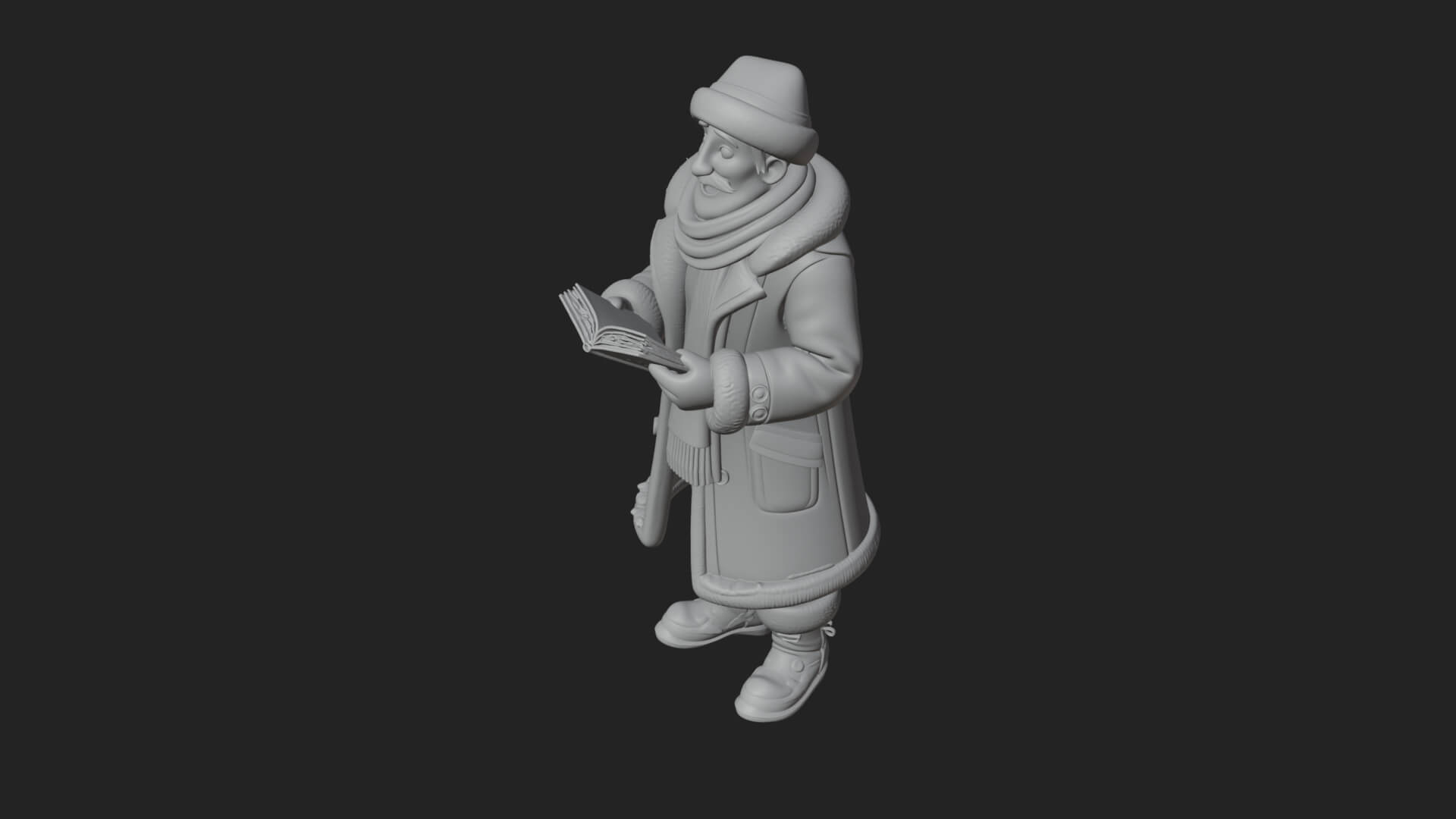 Winter Santa with Book Statue Design 2 3D Print Model 3D Model