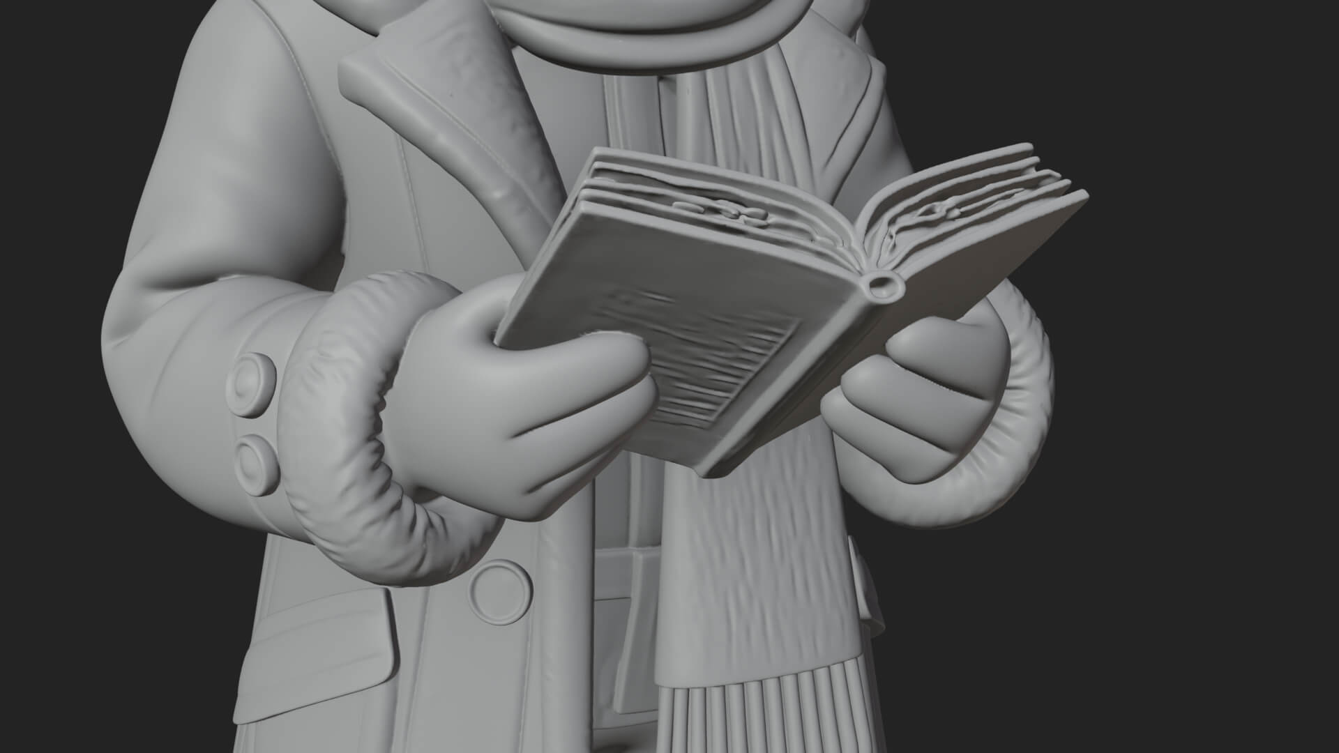 Winter Santa with Book Statue Design 2 3D Print Model 3D Model