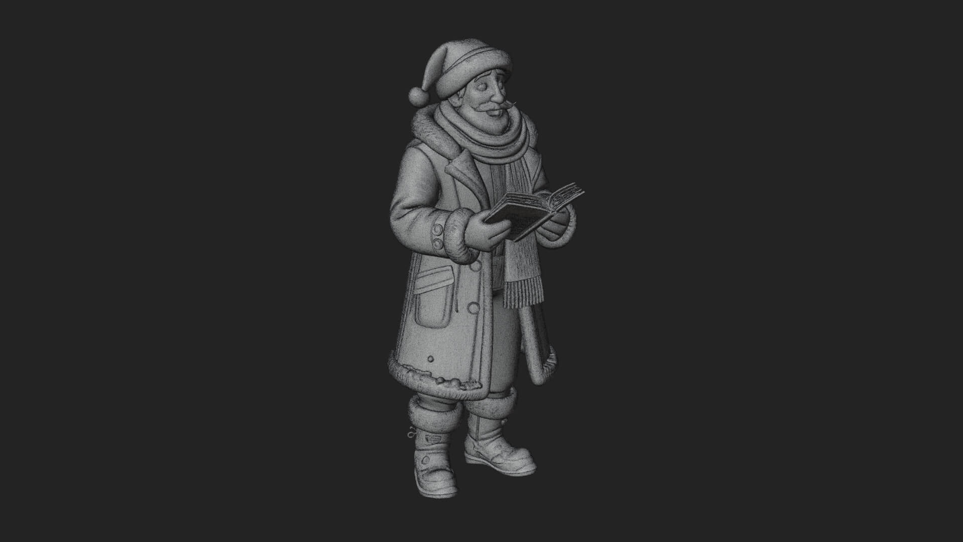 Winter Santa with Book Statue Design 2 3D Print Model 3D Model