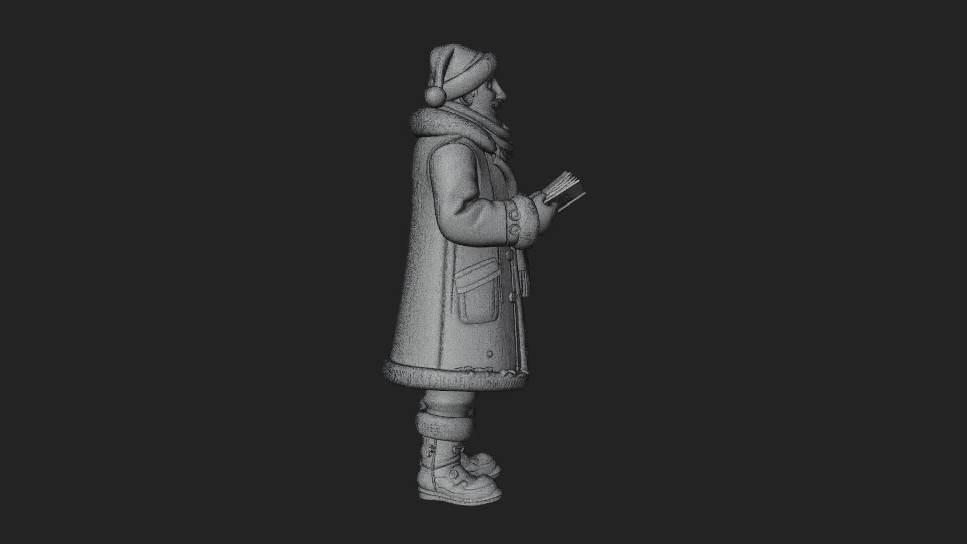 Winter Santa with Book Statue Design 2 3D Print Model 3D Model