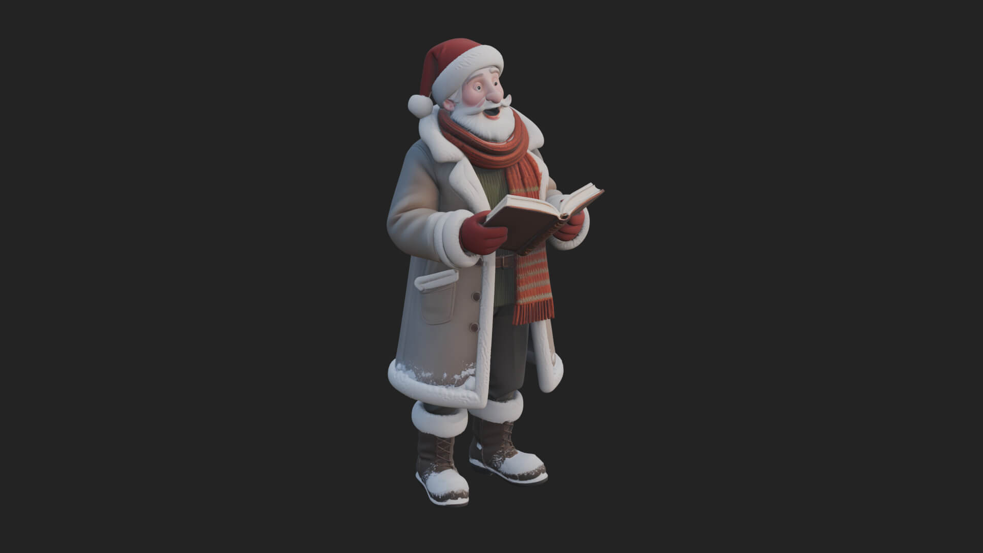 Winter Santa with Book Statue Design 3 3D Print Model 3D Model