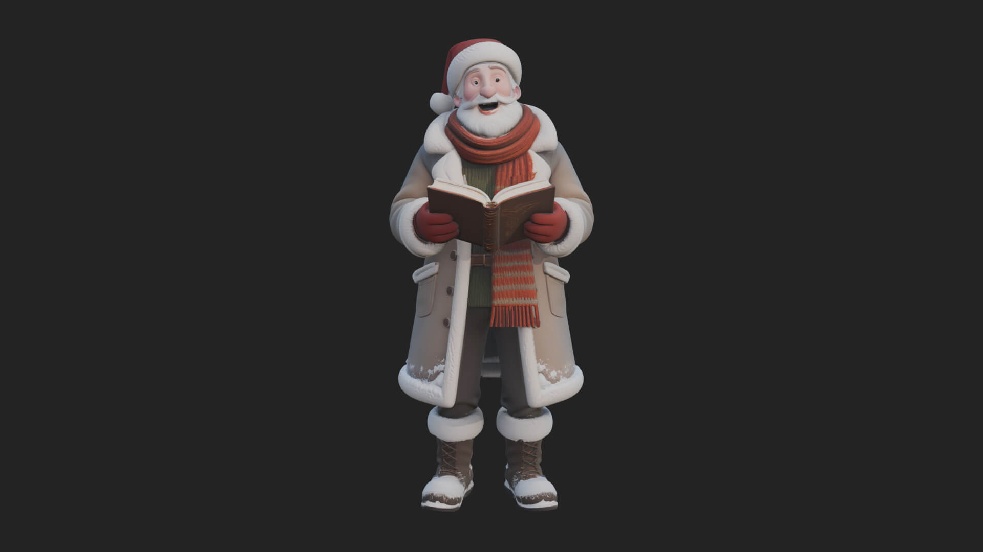 Winter Santa with Book Statue Design 3 3D Print Model 3D Model