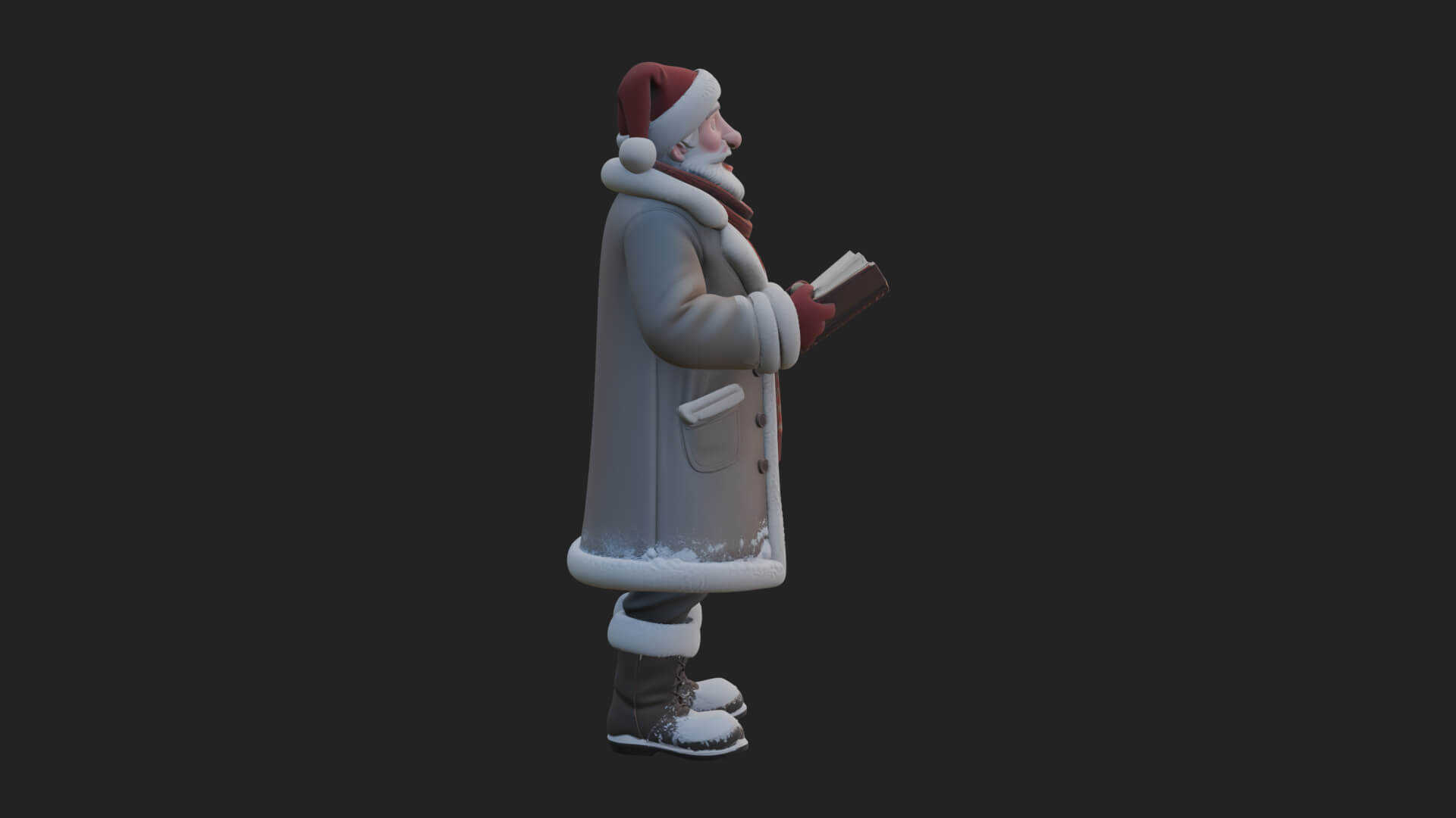 Winter Santa with Book Statue Design 3 3D Print Model 3D Model