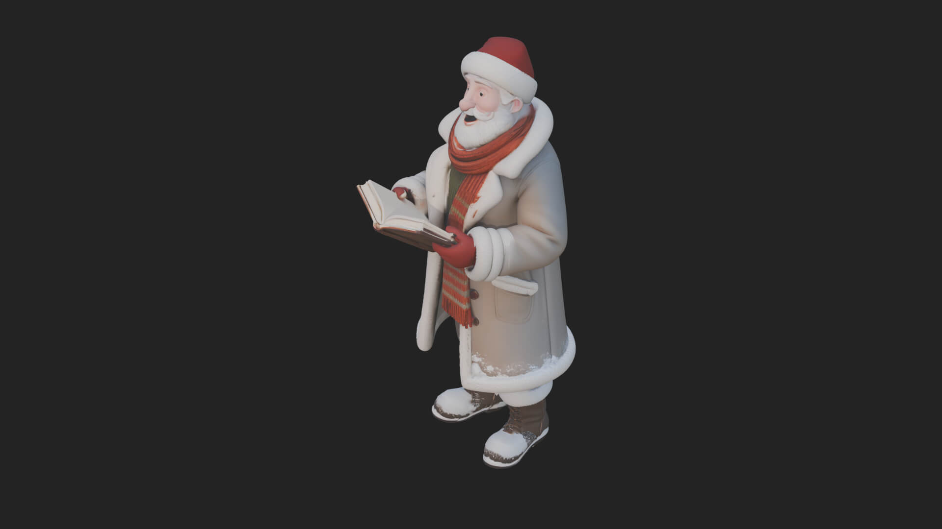 Winter Santa with Book Statue Design 3 3D Print Model 3D Model