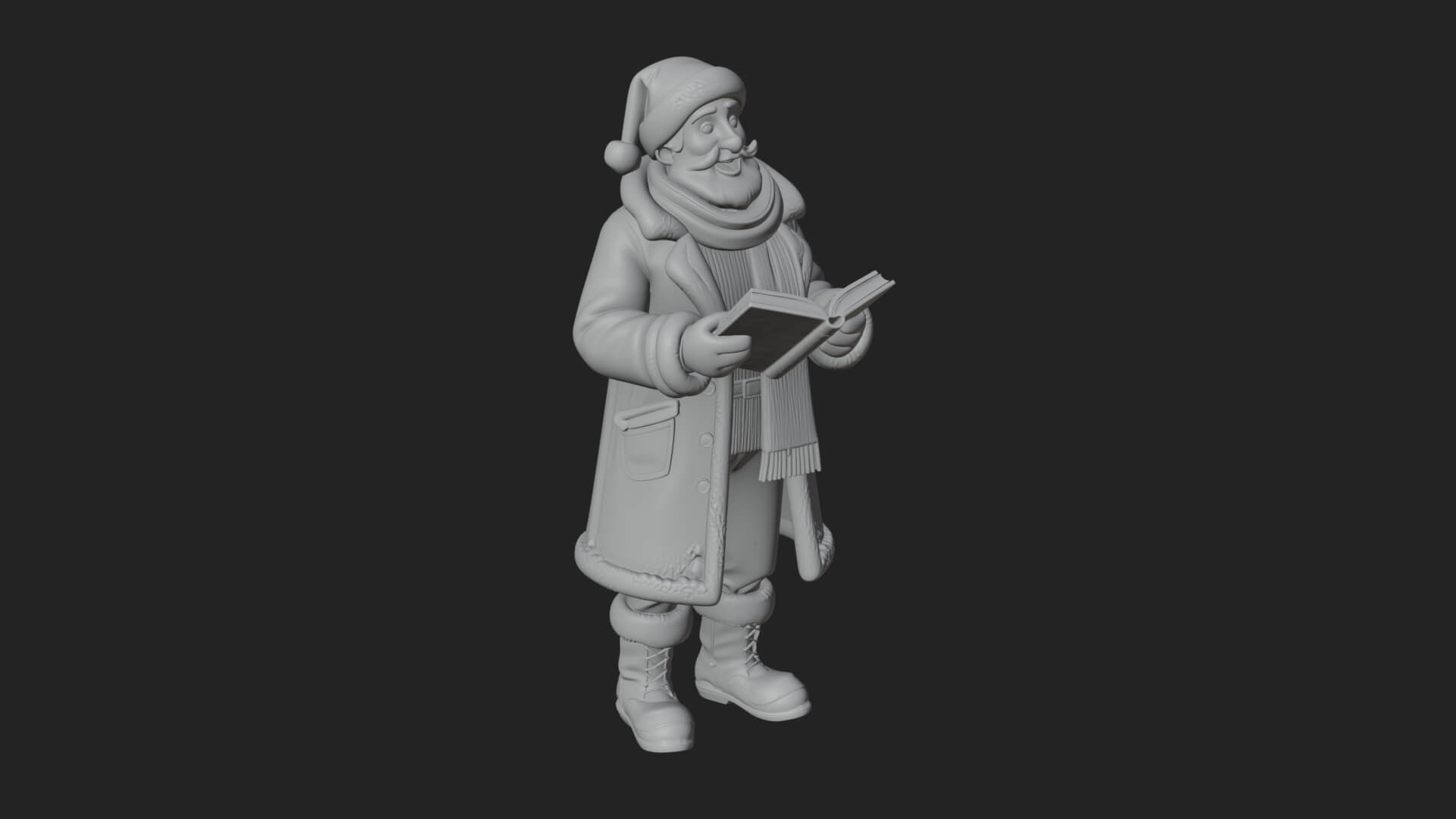 Winter Santa with Book Statue Design 3 3D Print Model 3D Model