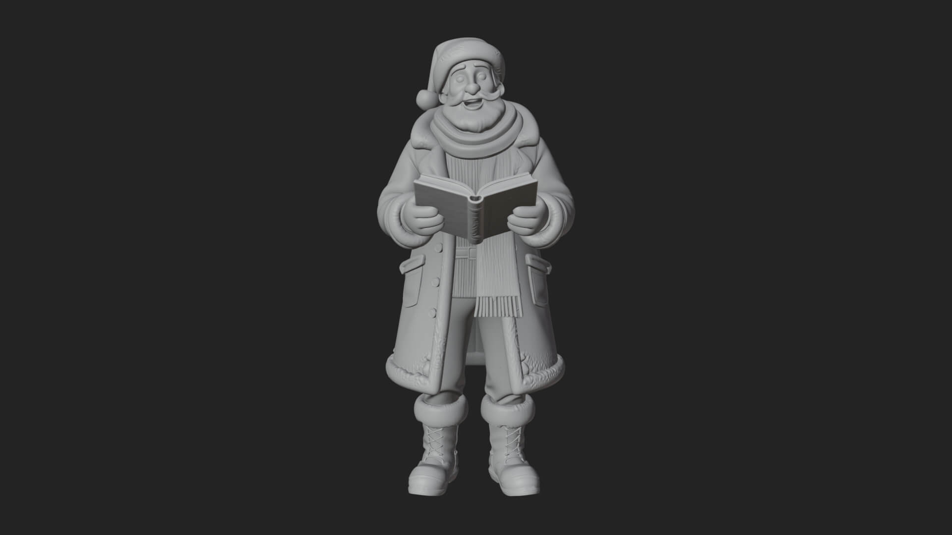 Winter Santa with Book Statue Design 3 3D Print Model 3D Model