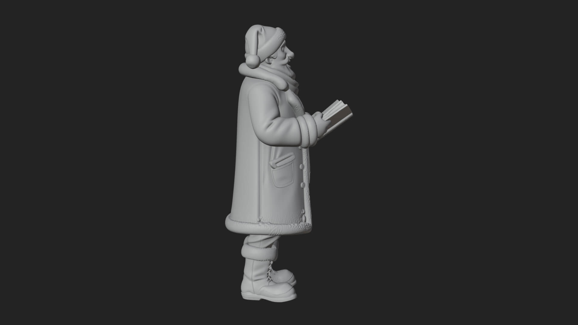 Winter Santa with Book Statue Design 3 3D Print Model 3D Model