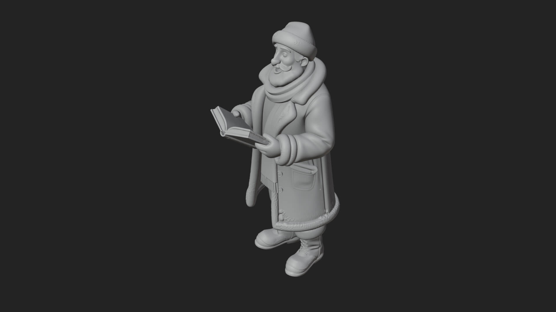 Winter Santa with Book Statue Design 3 3D Print Model 3D Model
