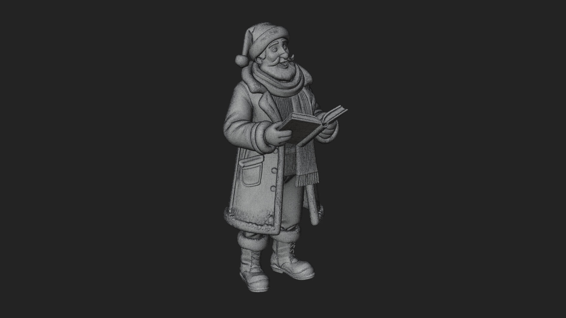 Winter Santa with Book Statue Design 3 3D Print Model 3D Model