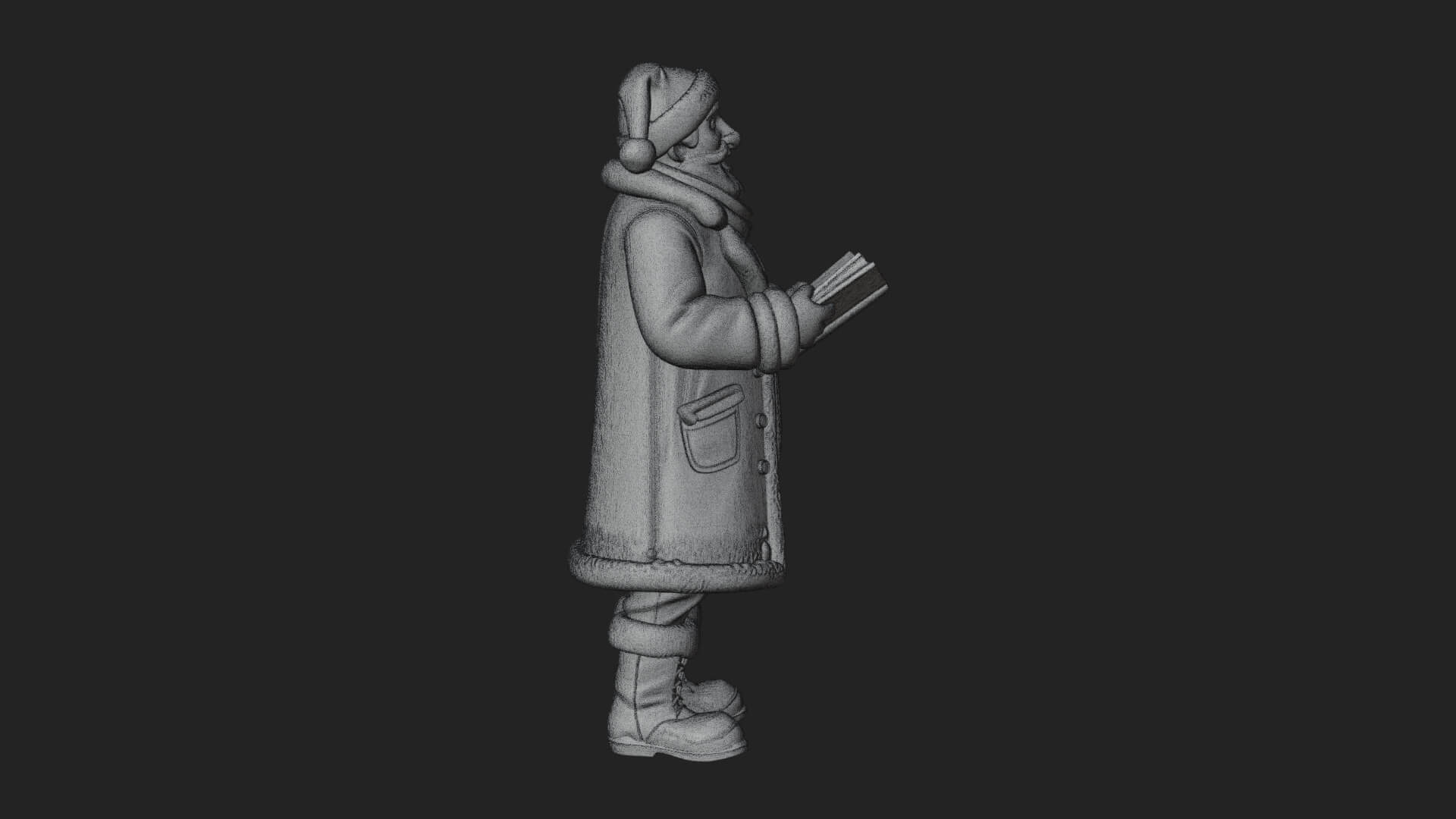 Winter Santa with Book Statue Design 3 3D Print Model 3D Model