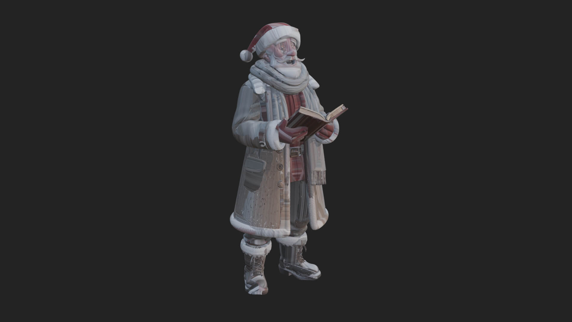 Winter Santa with Book Statue Design 4 3D Print Model 3D Model