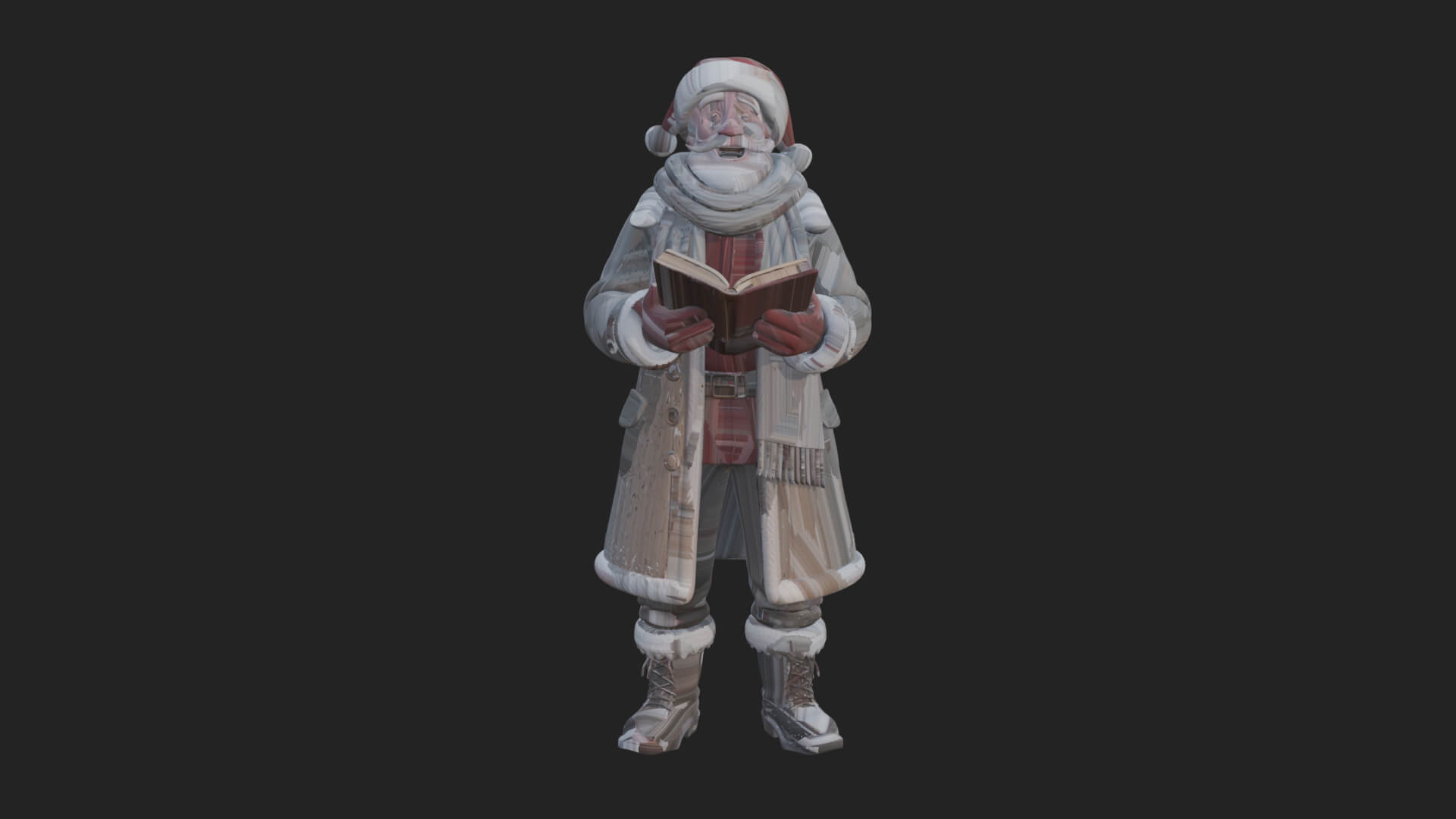 Winter Santa with Book Statue Design 4 3D Print Model 3D Model