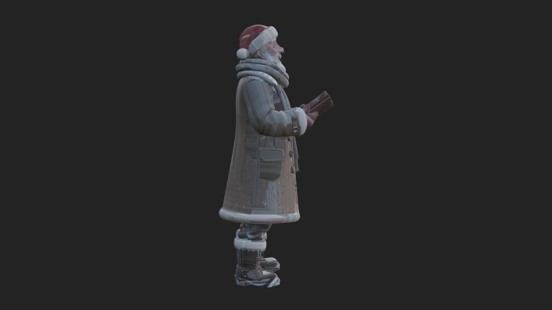 Winter Santa with Book Statue Design 4 3D Print Model 3D Model