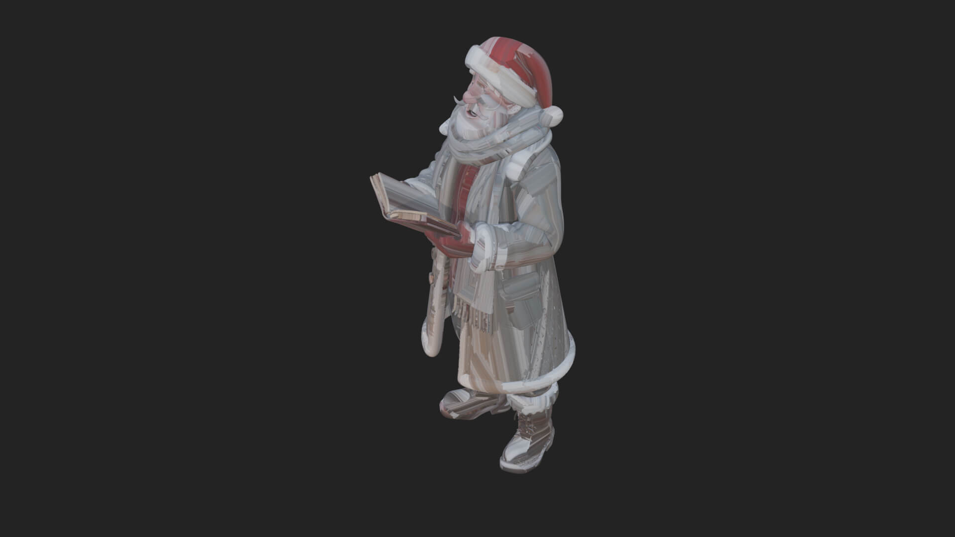 Winter Santa with Book Statue Design 4 3D Print Model 3D Model