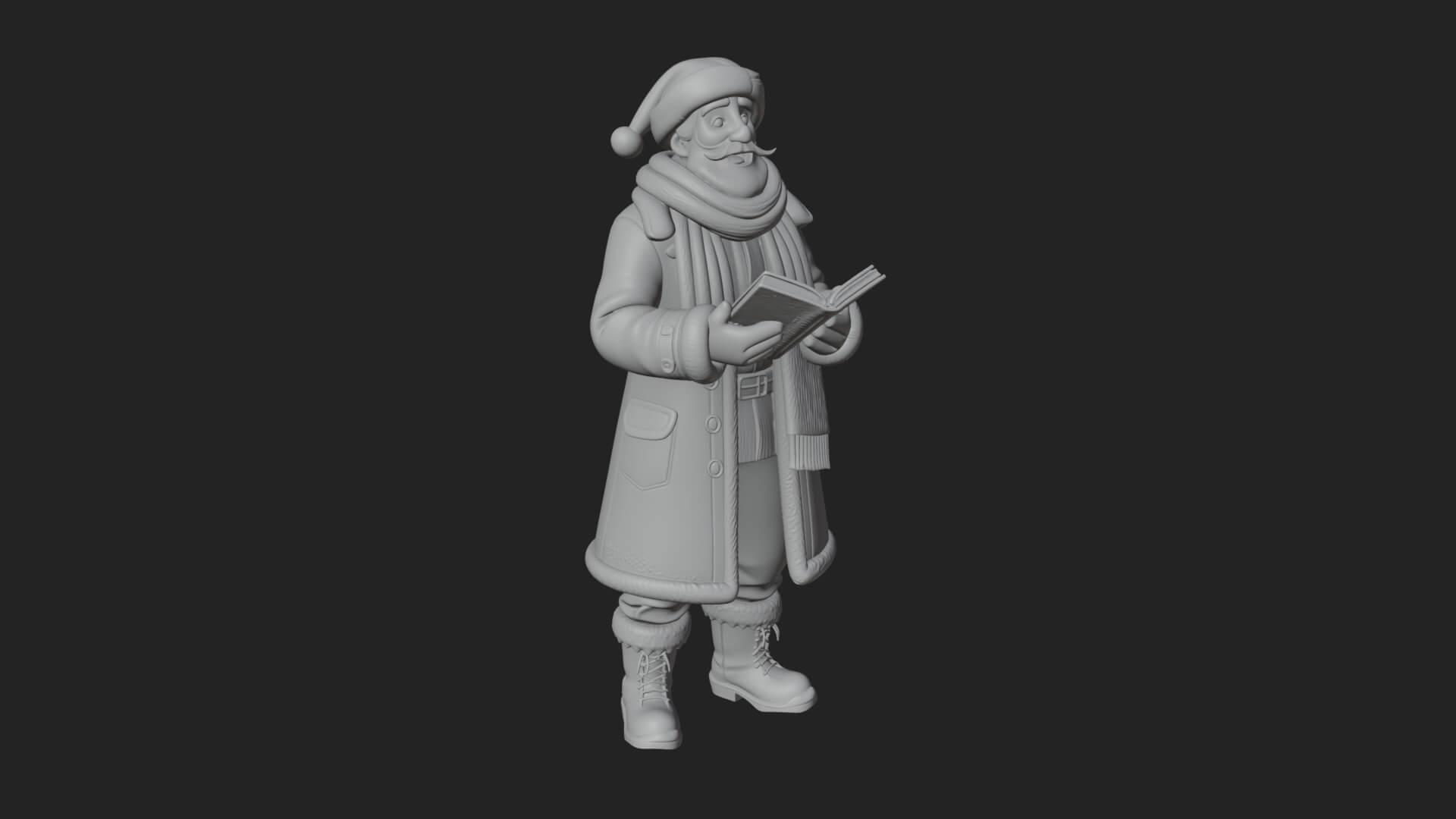Winter Santa with Book Statue Design 4 3D Print Model 3D Model