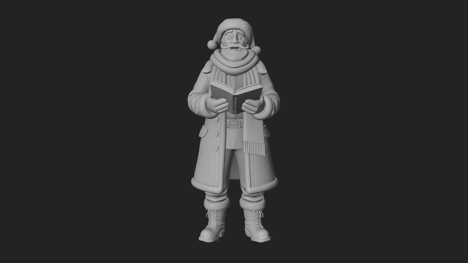 Winter Santa with Book Statue Design 4 3D Print Model 3D Model