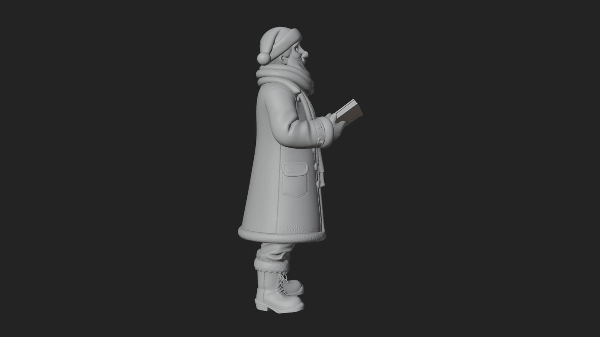 Winter Santa with Book Statue Design 4 3D Print Model 3D Model