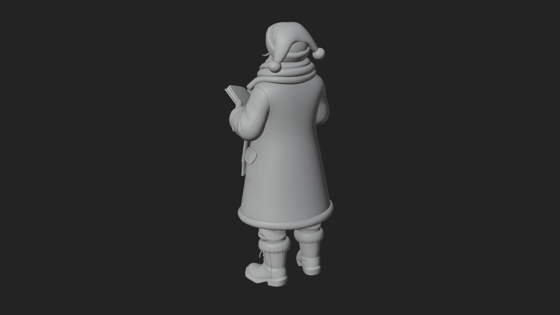 Winter Santa with Book Statue Design 4 3D Print Model 3D Model