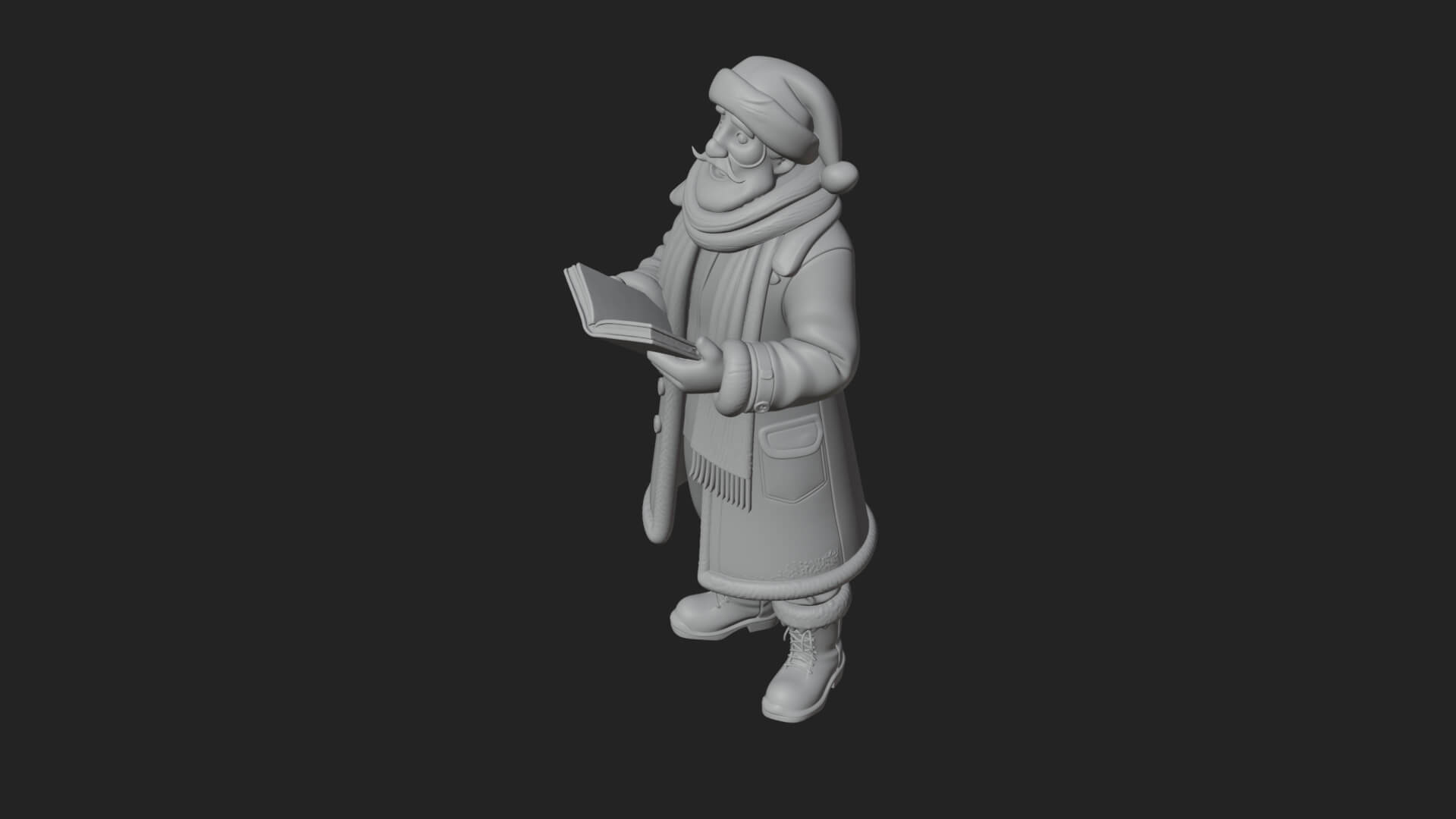 Winter Santa with Book Statue Design 4 3D Print Model 3D Model
