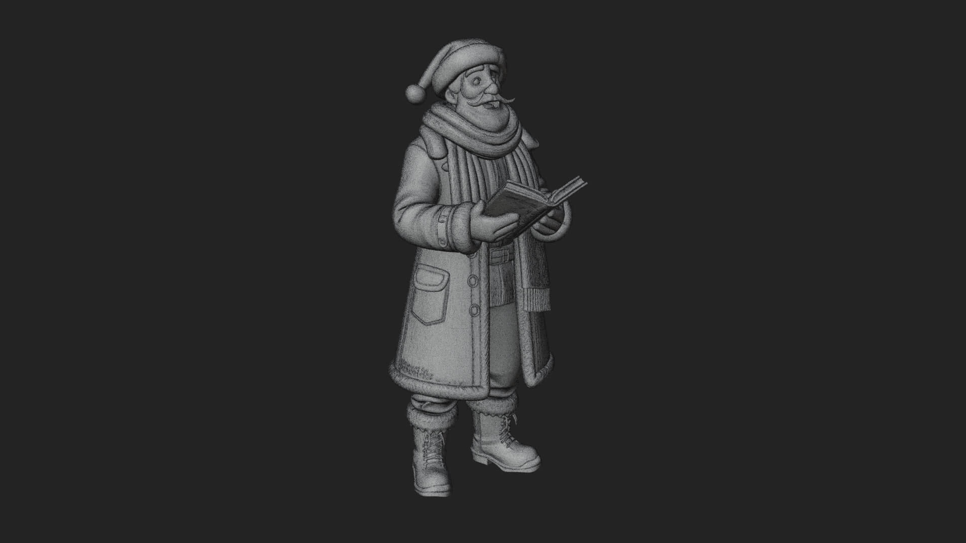 Winter Santa with Book Statue Design 4 3D Print Model 3D Model