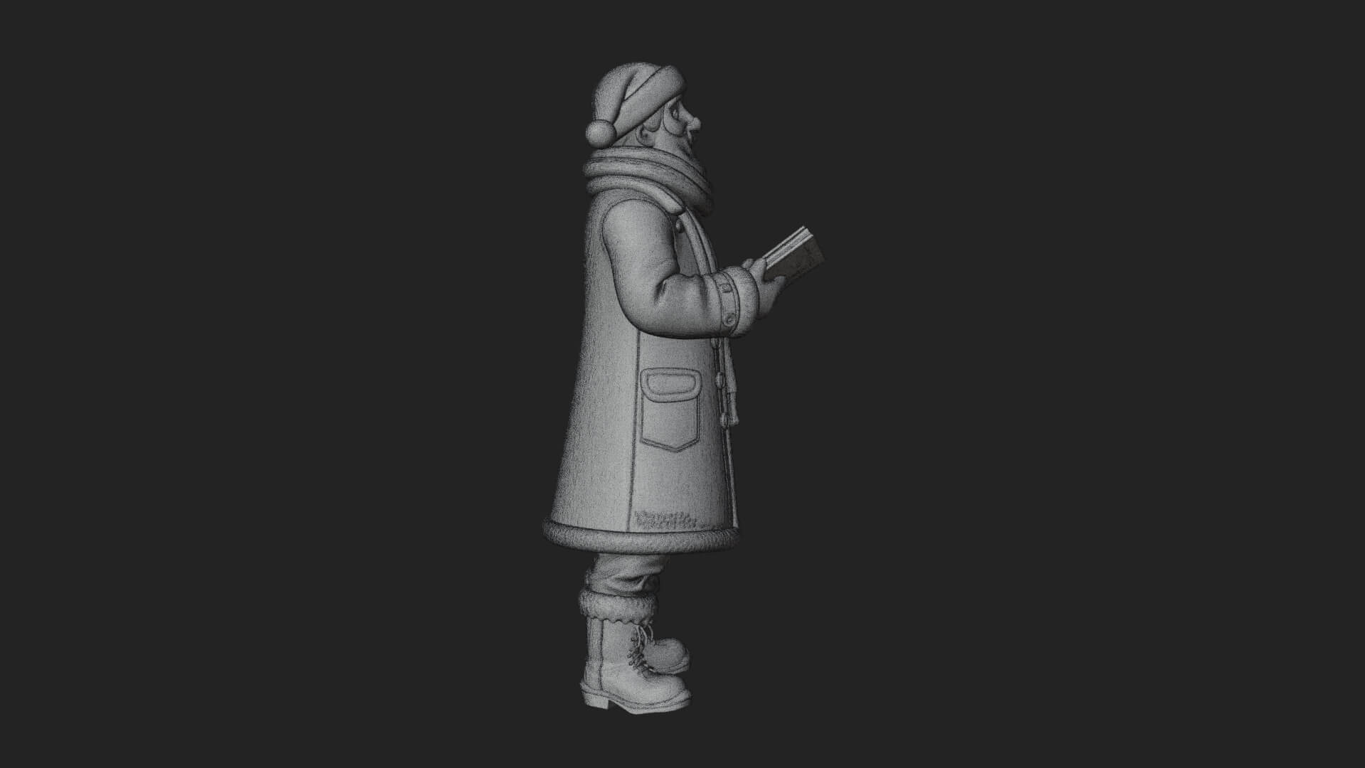 Winter Santa with Book Statue Design 4 3D Print Model 3D Model