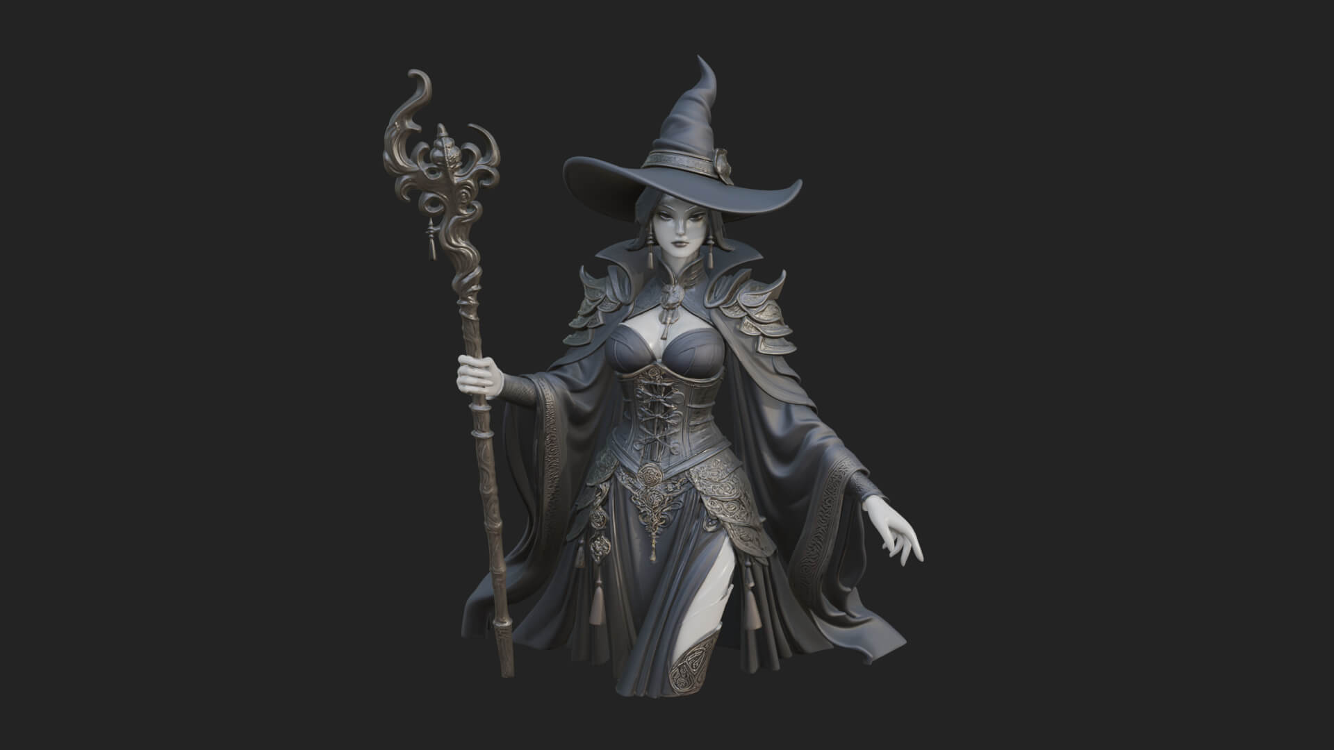 Witch Hat Sorcerer Statue Design 10 3D Print Model 3D Model