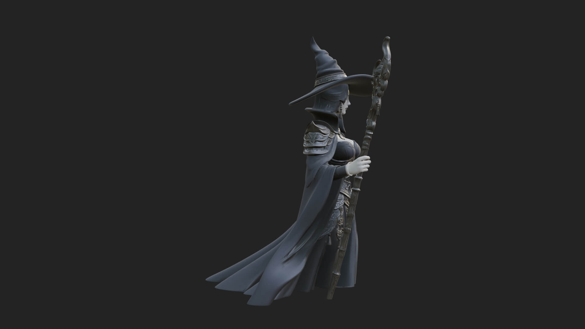 Witch Hat Sorcerer Statue Design 10 3D Print Model 3D Model