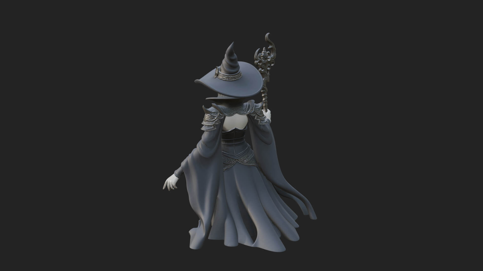 Witch Hat Sorcerer Statue Design 10 3D Print Model 3D Model