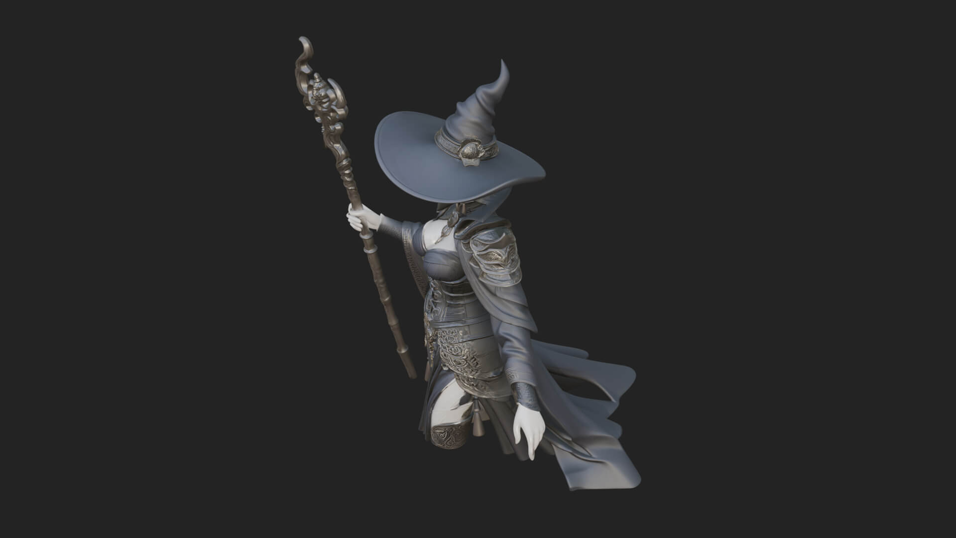 Witch Hat Sorcerer Statue Design 10 3D Print Model 3D Model