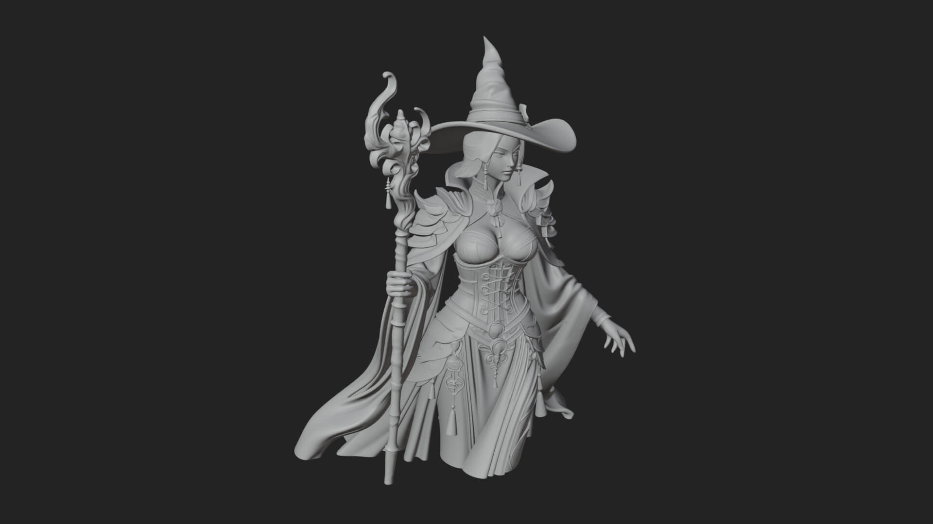 Witch Hat Sorcerer Statue Design 10 3D Print Model 3D Model
