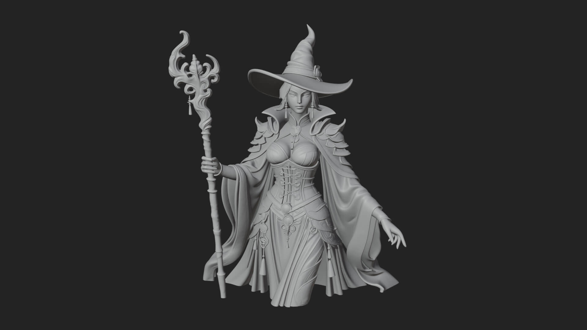 Witch Hat Sorcerer Statue Design 10 3D Print Model 3D Model