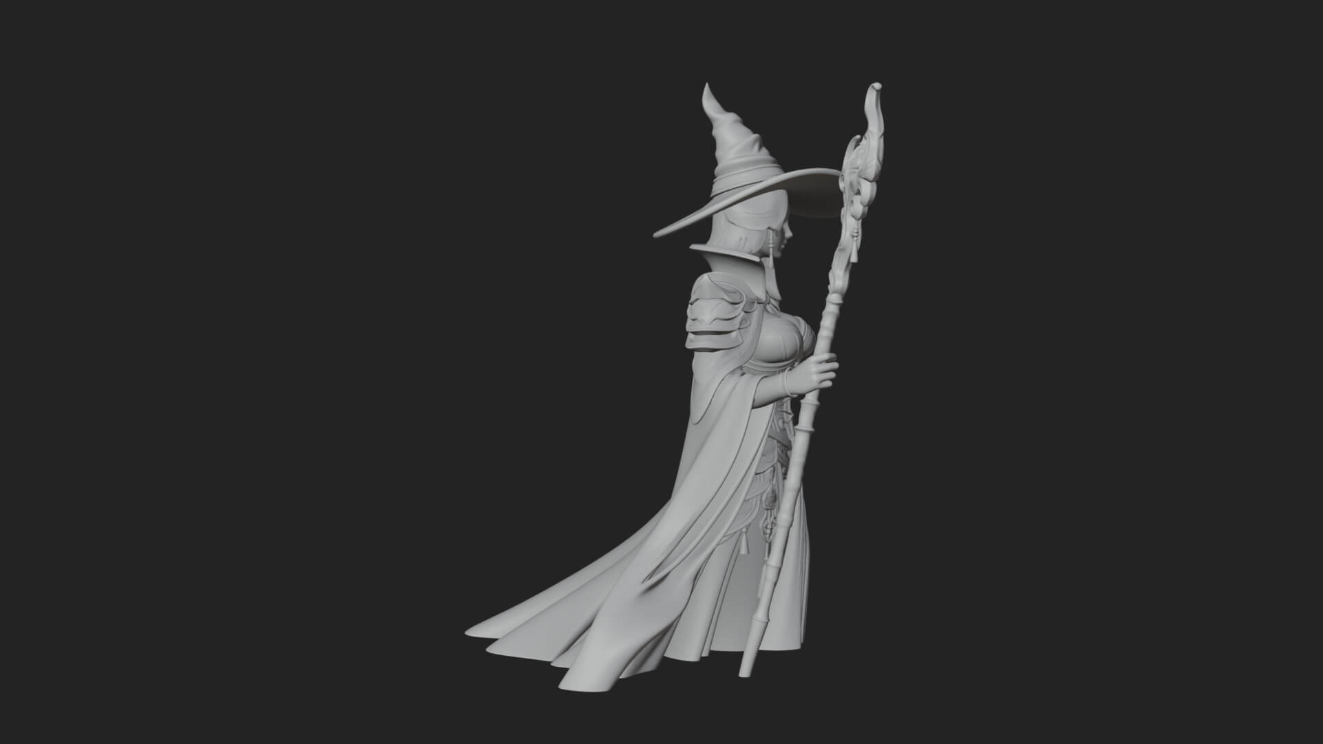 Witch Hat Sorcerer Statue Design 10 3D Print Model 3D Model