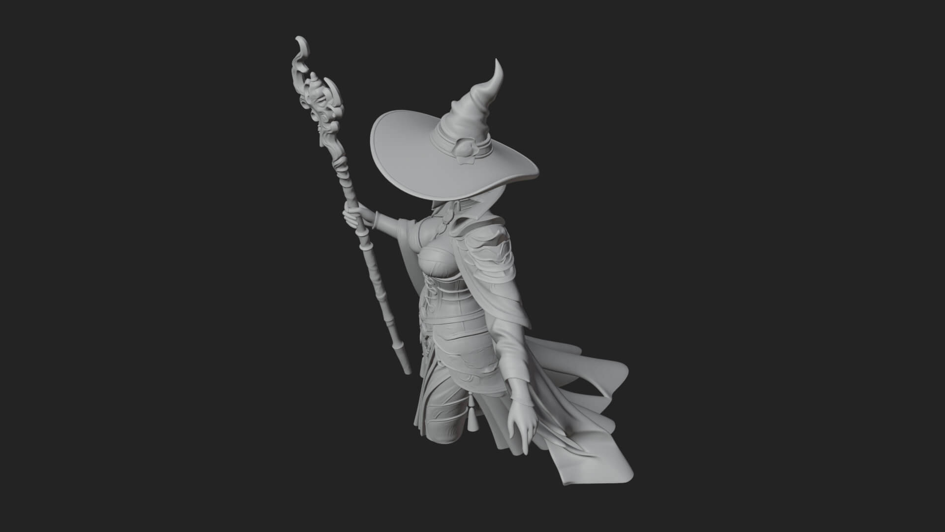 Witch Hat Sorcerer Statue Design 10 3D Print Model 3D Model