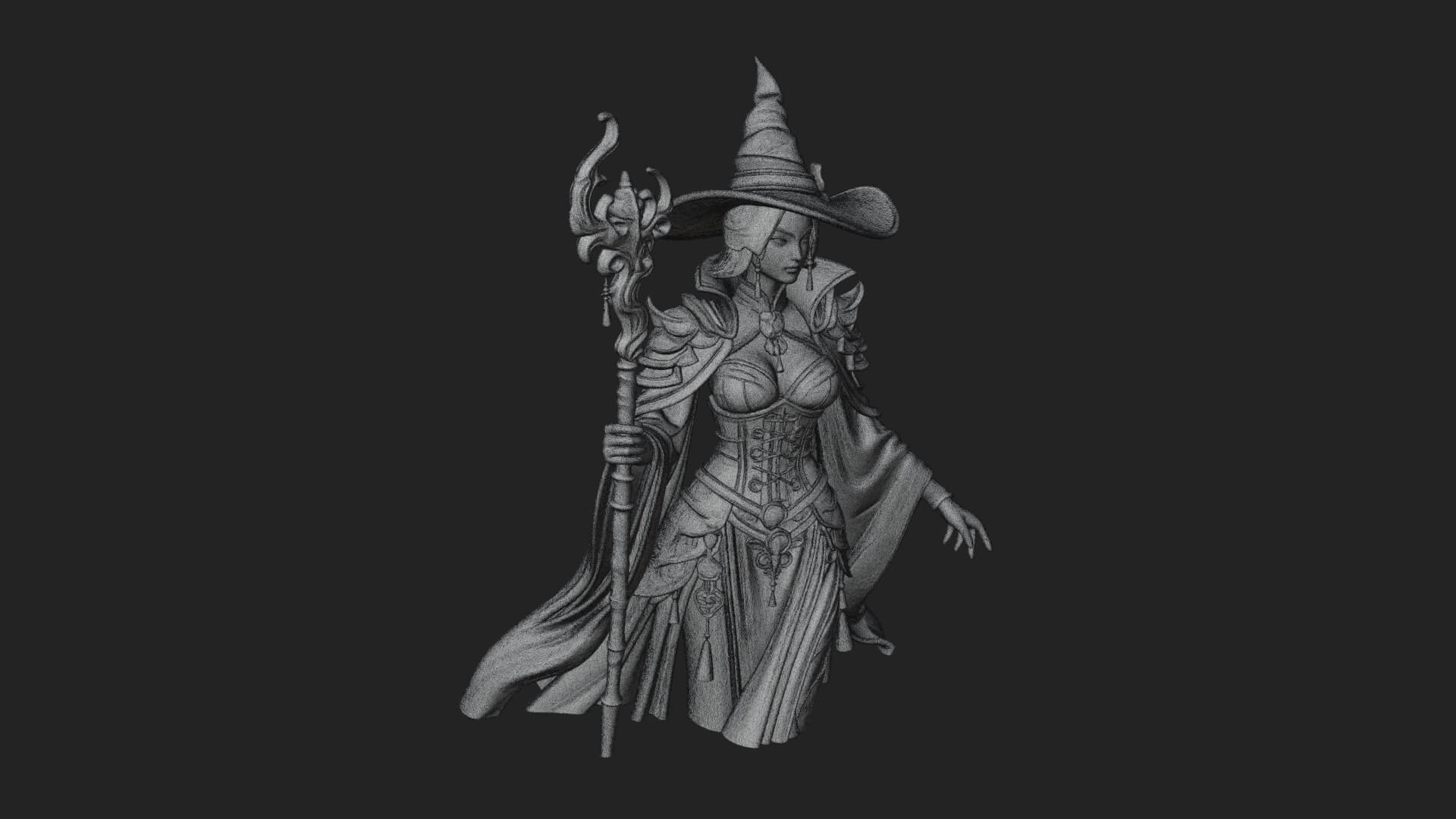 Witch Hat Sorcerer Statue Design 10 3D Print Model 3D Model