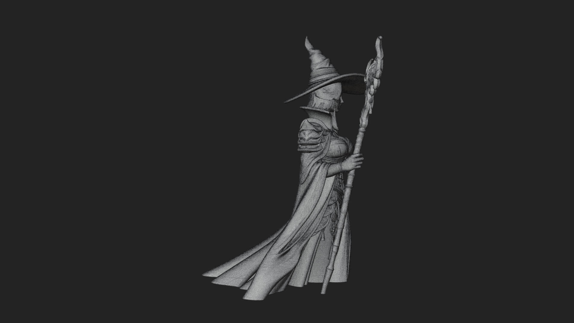 Witch Hat Sorcerer Statue Design 10 3D Print Model 3D Model
