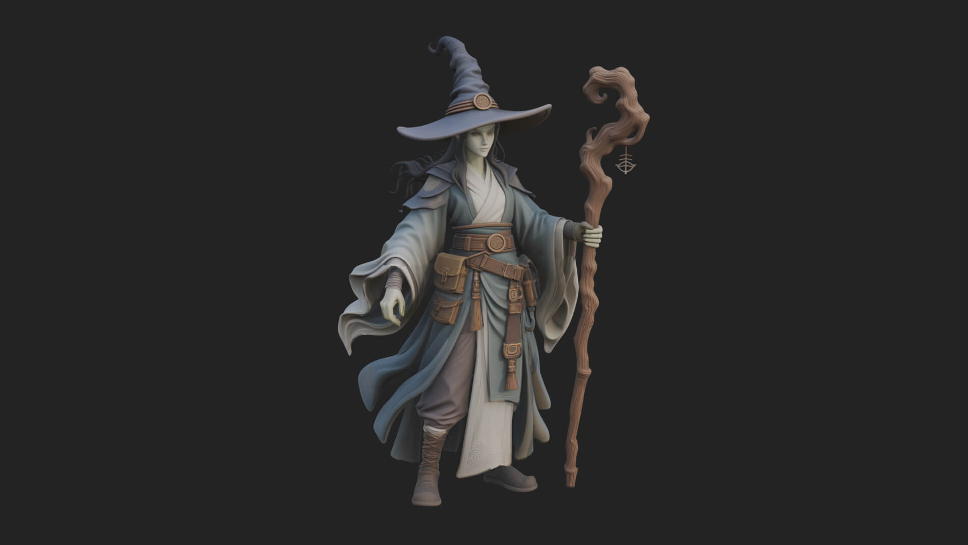 Witch Hat Sorcerer Statue Design 11 3D Print Model 3D Model