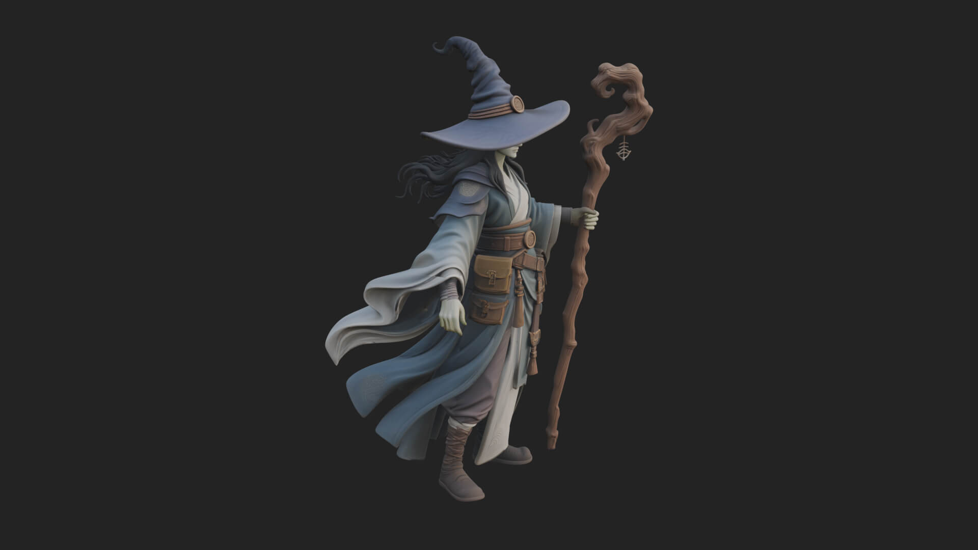 Witch Hat Sorcerer Statue Design 11 3D Print Model 3D Model