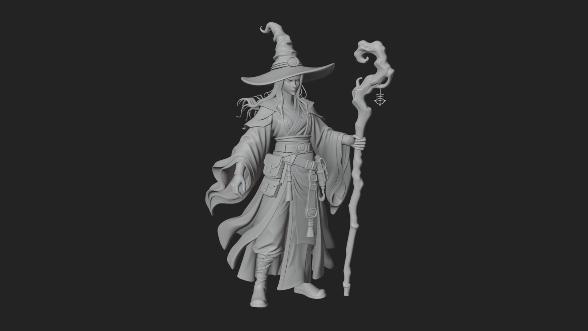 Witch Hat Sorcerer Statue Design 11 3D Print Model 3D Model