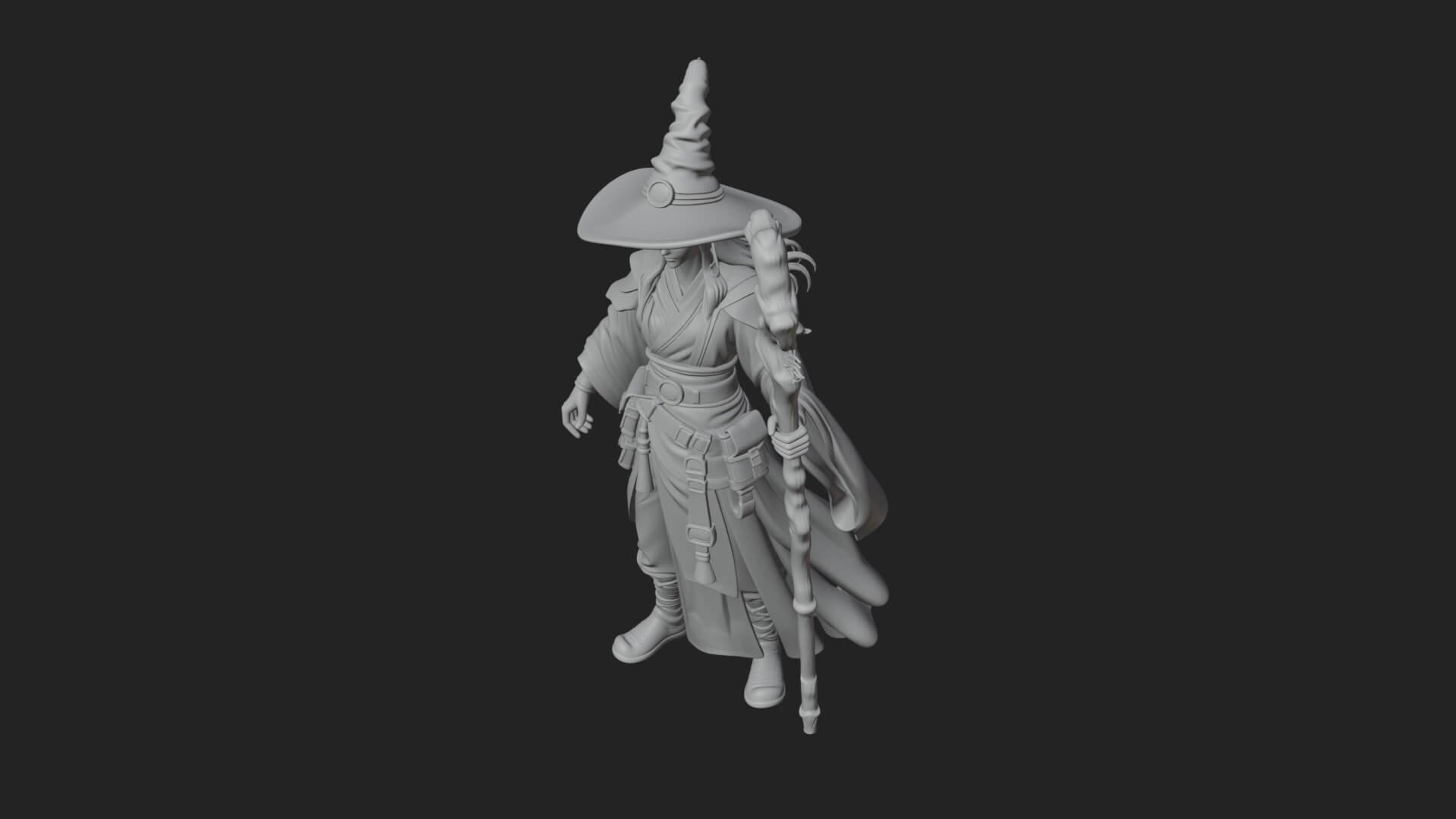Witch Hat Sorcerer Statue Design 11 3D Print Model 3D Model