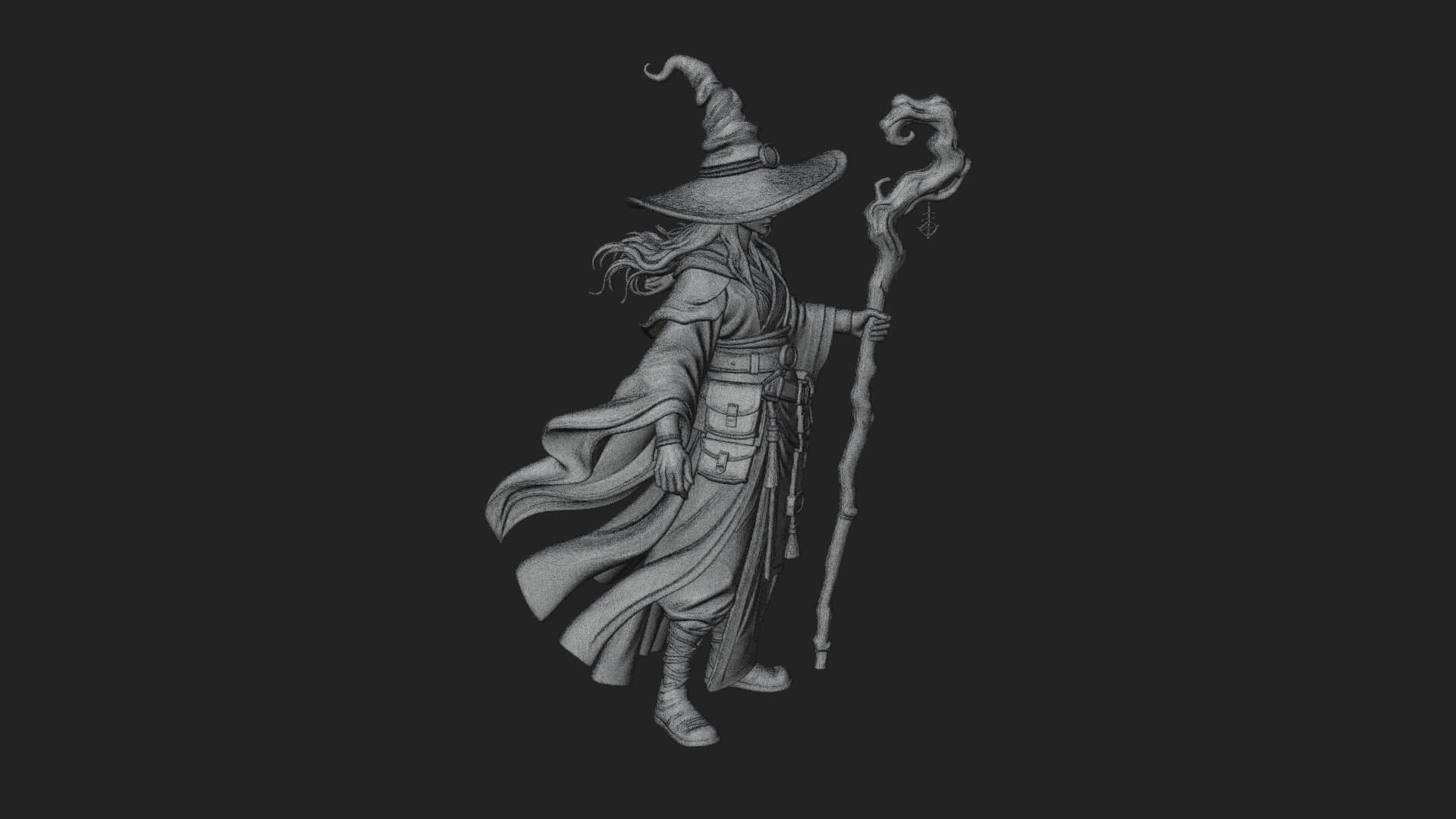Witch Hat Sorcerer Statue Design 11 3D Print Model 3D Model